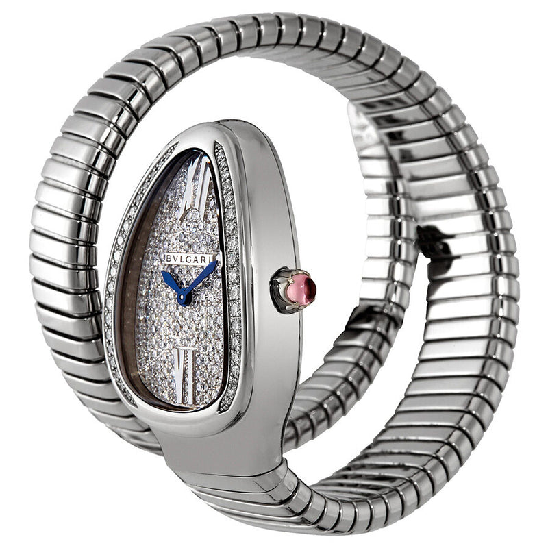 Bvlgari Serpenti Tubogas 18k White Gold Diamond Pave Dial Quartz Ladies Watch #102005 - Watches of America #2