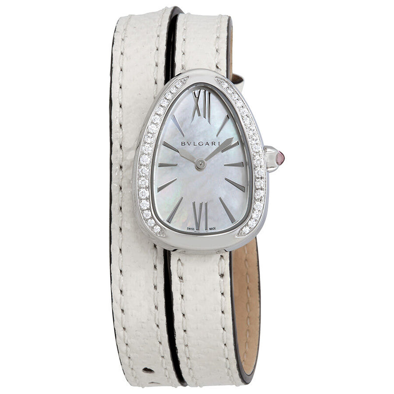 Bvlgari Serpenti White Mother of Pearl Dial Ladies Double Leather Watch #102781 - Watches of America