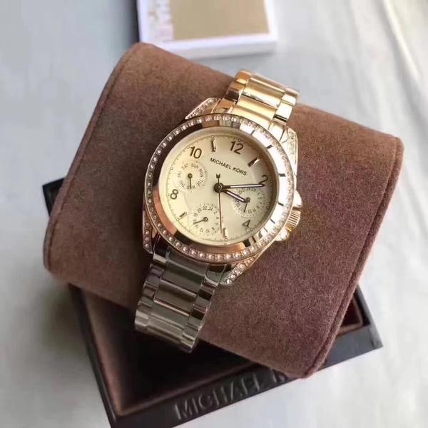 Michael Kors Blair Champagne Dial dorado acero inoxidable señoras reloj MK5639