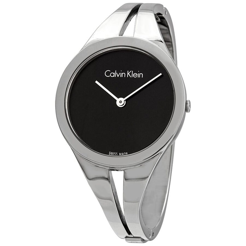 Calvin Klein Addict Black Dial Small Bangle Ladies Watch #K7W2S111 - Watches of America