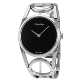 Calvin Klein Black Dial Stainless Steel Ladies Watch #K5U2S141 - Watches of America