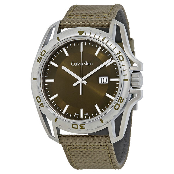 Calvin Klein Earth Green Dial Men's Nylon Watch #K5Y31XWL - Watches of America