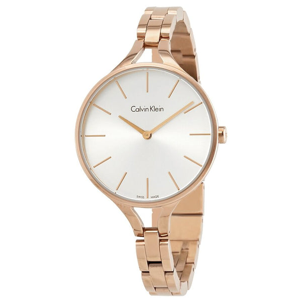 Calvin Klein Graphic Silver Dial Ladies Bangle Watch K7E23146#K7E23646 - Watches of America