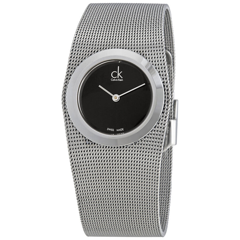 Calvin Klein Impulsive Black Dial Steel Mesh Ladies Watch #K3T23121 - Watches of America