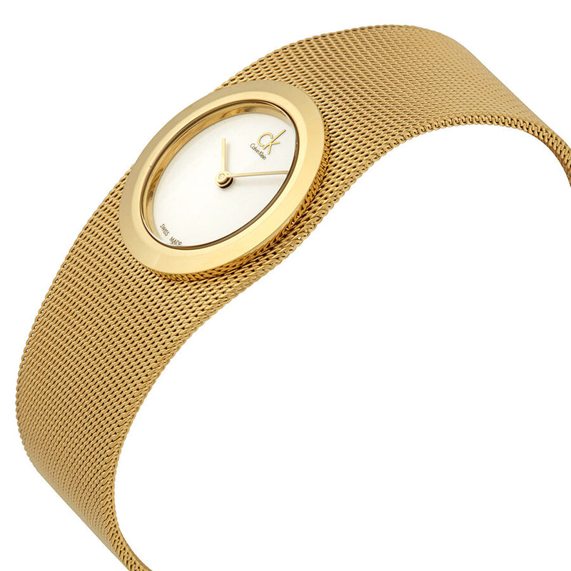 Calvin Klein Impulsive White Dial Gold-tone Mesh Ladies Watch #K3T23526 - Watches of America #2