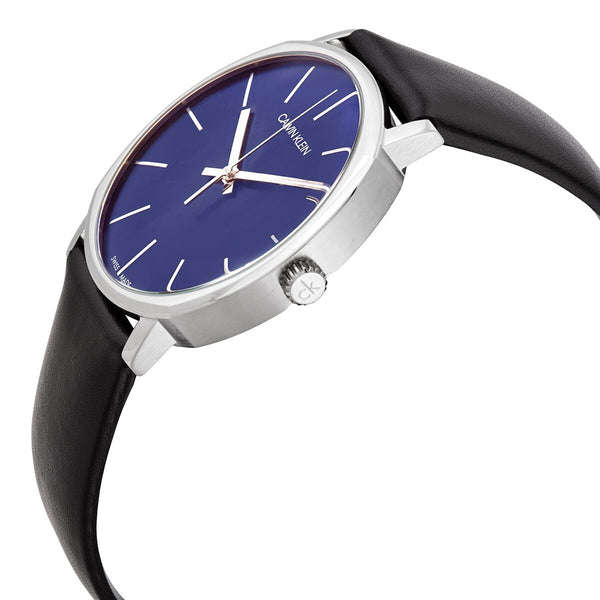 Calvin Klein Posh Quartz Blue Dial Black Leather Men's Watch #K8Q311CN - Watches of America #2