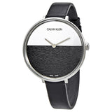 Calvin Klein Rise Quartz Silver and Black Dial Ladies Watch #K7A231C1 - Watches of America