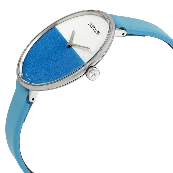 Calvin Klein Rise Quartz Silver and Turquoise Dial Ladies Watch #K7A231VN - Watches of America #2