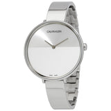 Calvin Klein Rise Quartz Silver and White Dial Ladies Watch #K7A23146 - Watches of America