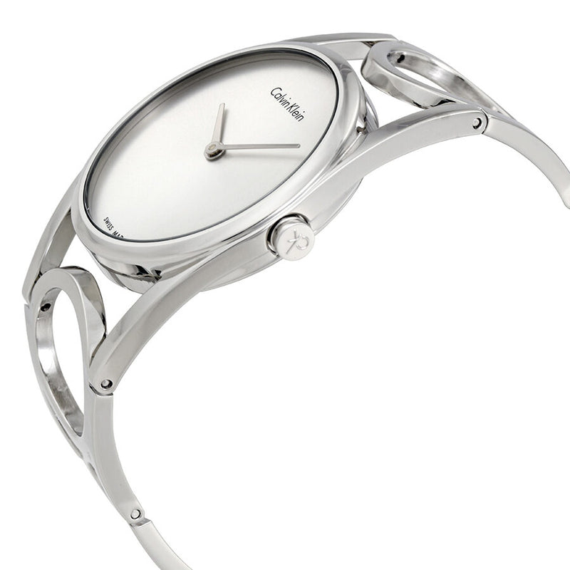 Calvin Klein Round Silver Dial Stainless Steel Ladies Watch #K5U2M146 - Watches of America #2