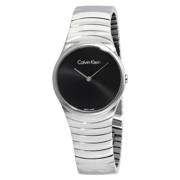 Calvin Klein Whirl Black Dial Stainless Steel Ladies Watch #K8A23141 - Watches of America