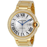Cartier Ballon Bleu Silver Dial 18K Yellow Gold Men's Watch #WE9007Z3 - Watches of America
