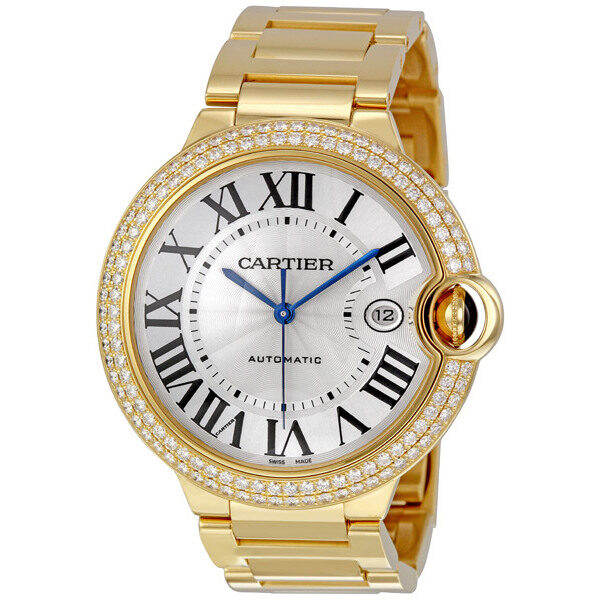 Cartier Ballon Bleu Silver Dial 18K Yellow Gold Men's Watch #WE9007Z3 - Watches of America
