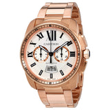 Cartier Calibre de Cartier Automatic Silver Dial 18kt Pink Gold Men's Watch #W7100047 - Watches of America