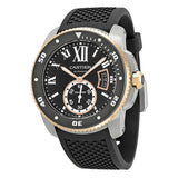 Cartier Calibre de Cartier Black Dial Black Rubber Men's Watch #W7100055 - Watches of America