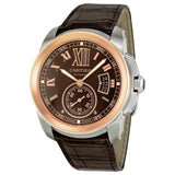 Cartier Calibre de Cartier Brown Dial Pink Gold Bezel Automatic Men's Watch #W7100051 - Watches of America