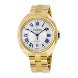 Cartier Cle Silvered Flinque Dial 18kt Yellow Gold Men's Watch #WGCL0003 - Watches of America