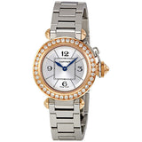 Cartier Miss Pasha Silver Dial Diamond Bezel Ladies Watch #WJ124021 - Watches of America