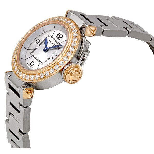Cartier Miss Pasha Silver Dial Diamond Bezel Ladies Watch #WJ124021 - Watches of America #2