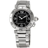 Cartier Pasha Seatimer Automatic Black Dial Steel Men's Watch #W31077M7 - Watches of America