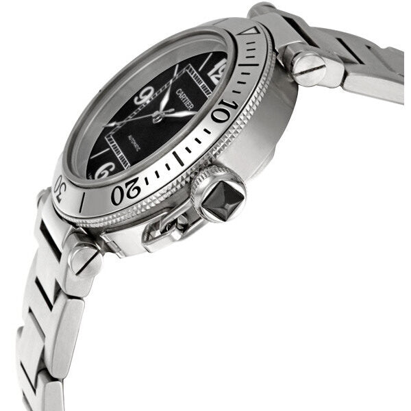 Cartier Pasha Seatimer Automatic Black Dial Steel Men's Watch #W31077M7 - Watches of America #2