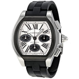 Cartier Roadster Chronograph Silver Dial Black Rubber Automatic Men's Watch #W6206020 - Watches of America