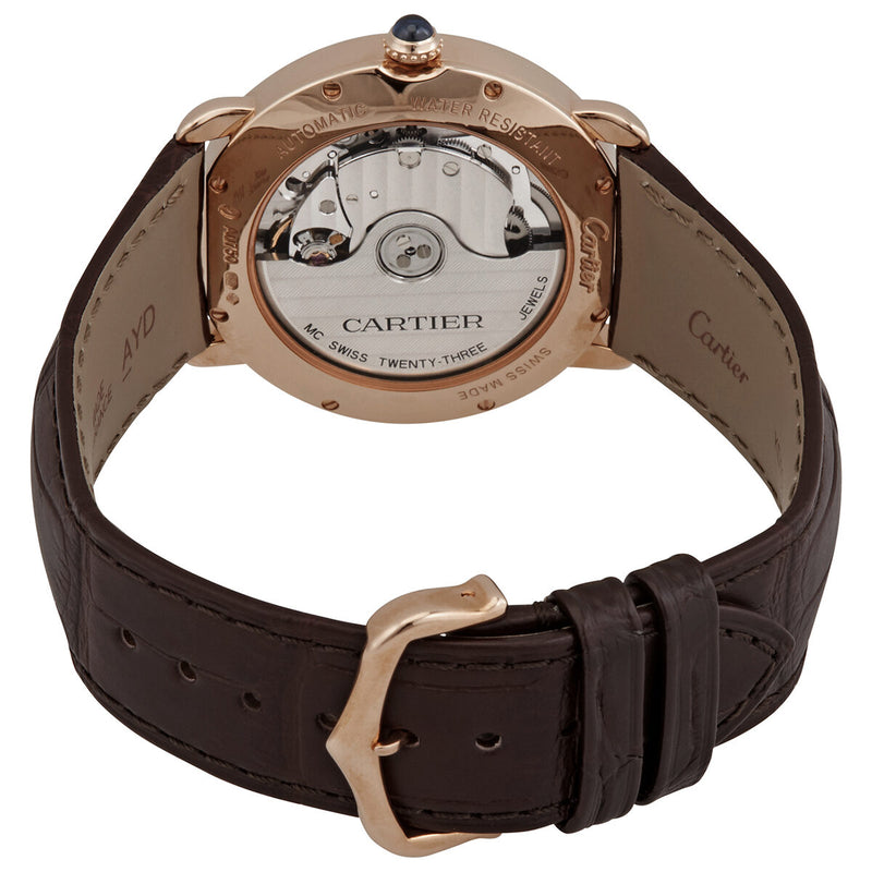 Cartier Ronde 18kt Rose Gold Automatic Silver Dial Brown Leather Men's Watch #WGRN0006 - Watches of America #3