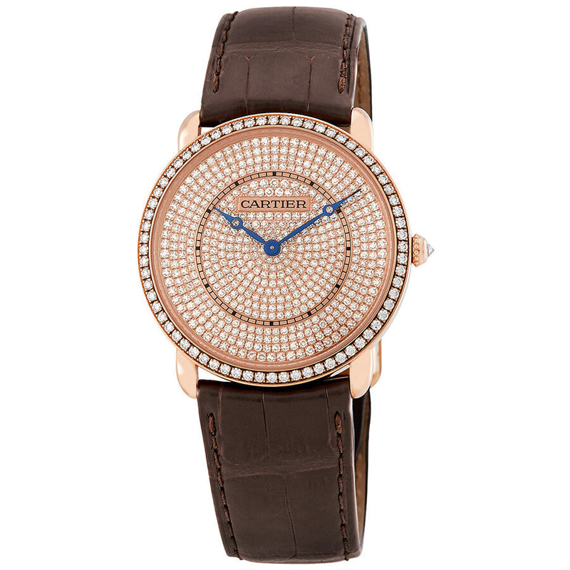 Cartier Ronde Louis 18K Pink Gold Diamond Dial Unisex Watch #WR007008 - Watches of America