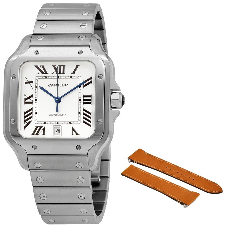 Cartier Santos Silvered Opaline Dial Men's Watch #WSSA0018 - Watches of America