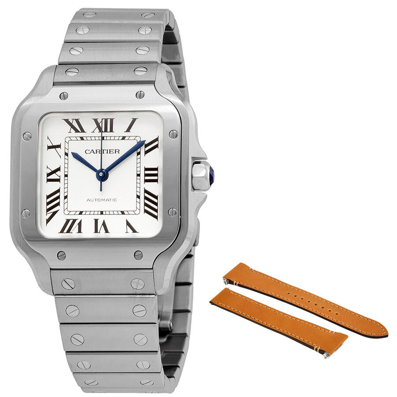 Cartier Santos Silvered Opaline Dial Men's Watch #WSSA0029 - Watches of America