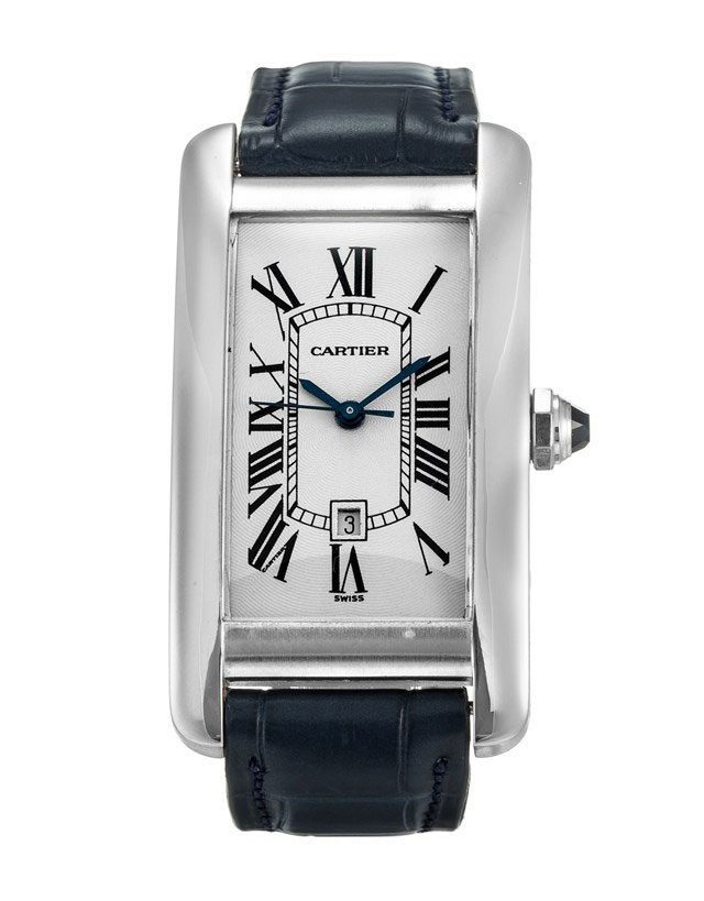 Cartier Tank Americaine 18k White Gold Midsize Watch #W2603656 - Watches of America