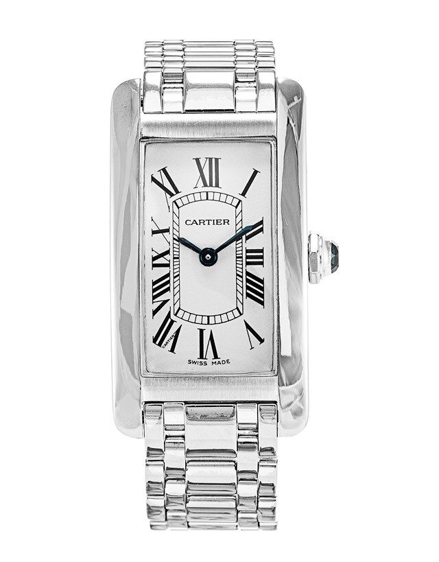 Cartier Tank Americaine 18kt White Gold Ladies Watch #W26019L1 - Watches of America