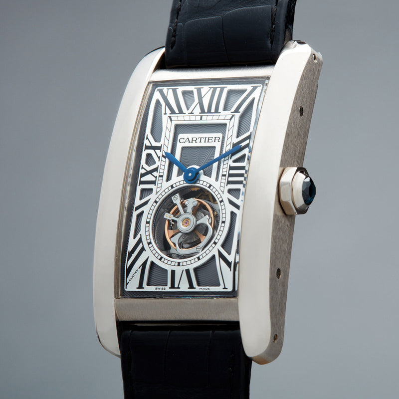 Cartier Tank Americaine Flying Tourbillion Grey Dial Men's Watch #W2620007 - Watches of America