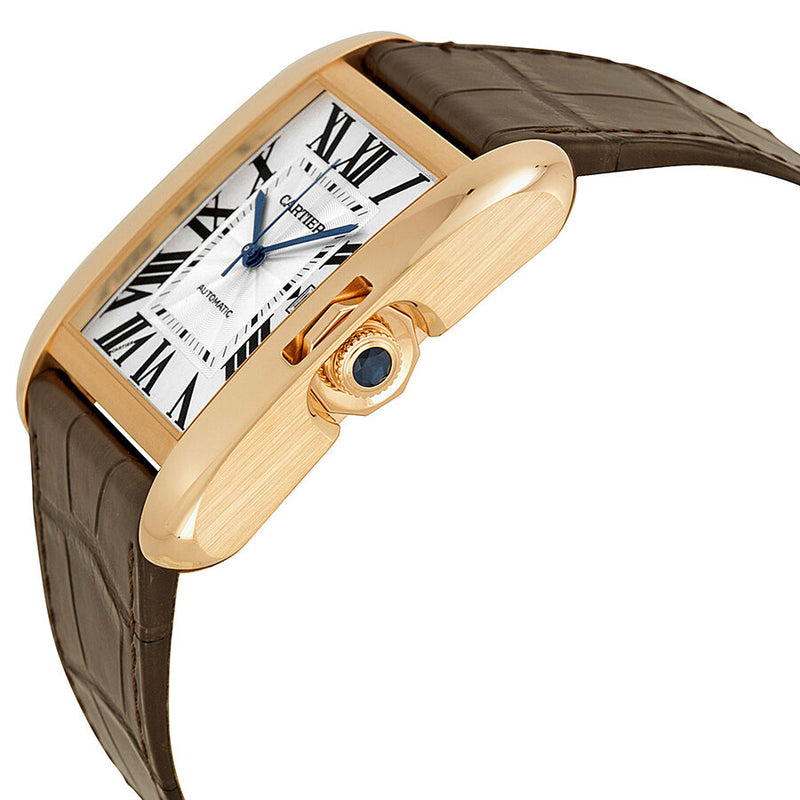 Cartier Tank Anglaise Silver Dial 18kt Rose Gold Brown Leather Men's Watch #W5310004 - Watches of America #2