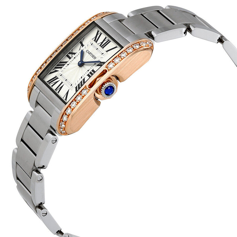 Cartier Tank Anglaise Silver Dial Stainless Steel Watch #W3TA0003 - Watches of America #2