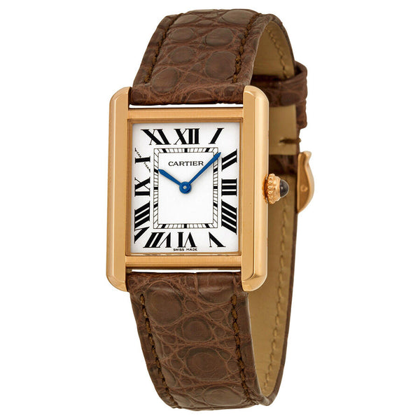 Cartier Tank Solo Silver Dial Brown Leather Ladies Watch W5200024