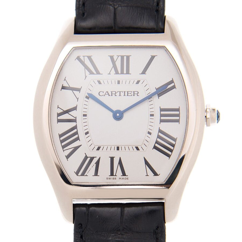 Cartier Tortue Silver Dial 18k White Gold Men's Watch #WGTO0003 - Watches of America #2