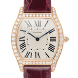 Cartier Tortue Silver Dial 18kt Rose Gold Diamond Unisex Watch #WA501008 - Watches of America