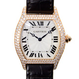 Cartier Tortue Silver Dial Brown Leather Diamond Automatic Men's Watch #WA503951 - Watches of America #2