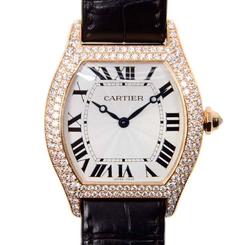 Cartier Tortue Silver Dial Brown Leather Diamond Automatic Men's Watch #WA503951 - Watches of America #2