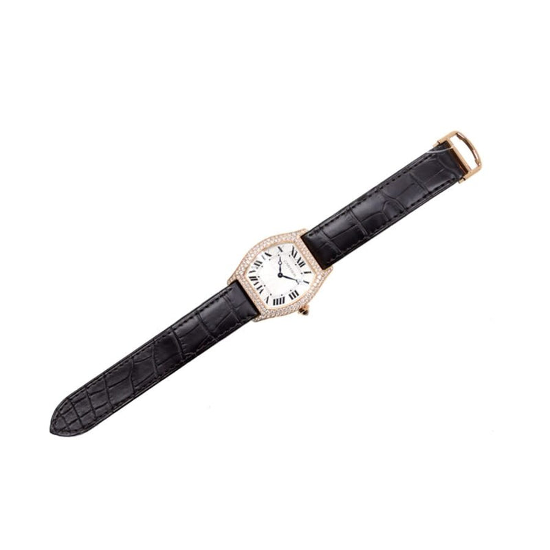 Cartier Tortue Silver Dial Brown Leather Diamond Automatic Men's Watch #WA503951 - Watches of America #3