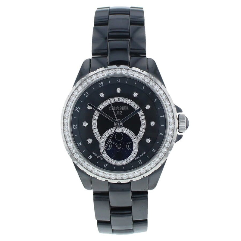 Chanel J12 Black Dial Diamond Black Ceramic Automatic Ladies Watch #H3407 - Watches of America #2