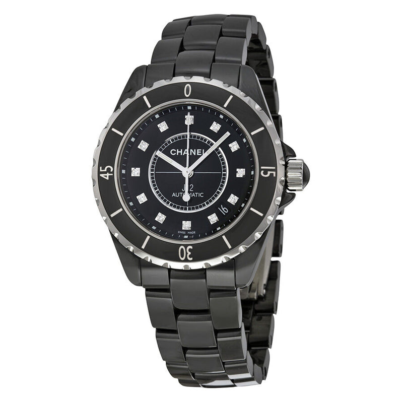 Chanel J12 Diamonds Black Dial Unisex Watch #H1626 - Watches of America