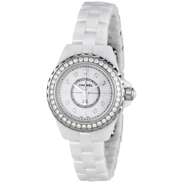 Chanel J12 Mother of Pearl White Ceramic Ladies Watch #H2572 - Watches of America