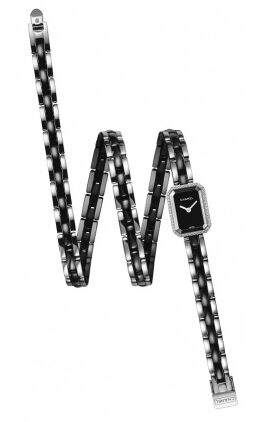 Chanel Premiere Black Dial Ceramic and Steel Diamond Ladies Watch #H3058 - Watches of America