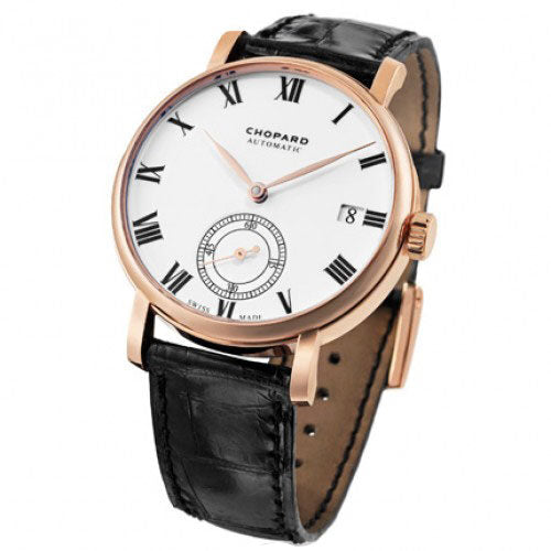 Chopard Classic Manufacture White Dial 18K Rose Gold Automatic Men's Watch #161289-5001 - Watches of America