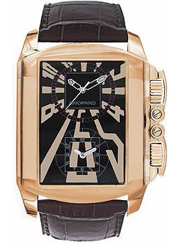 Chopard Dual Time Zone Black Dial Rose Gold Leather Men's Watch 162286-5001#16/2286-5001 - Watches of America