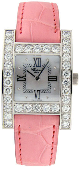 Chopard H Diamond 18kt White Gold Pink Ladies Watch #13/6621 - Watches of America