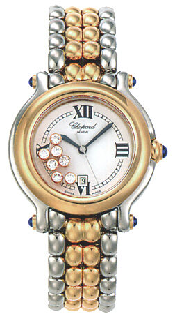Chopard Happy Sport Diamond 18kt Yellow Gold And Steel Ladies Watch #27/8237-23 - Watches of America