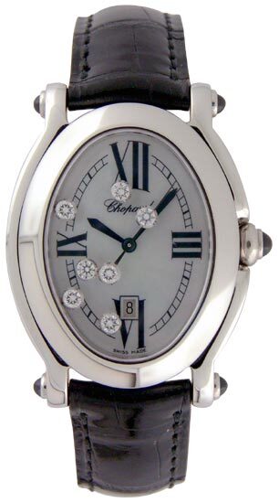 Chopard Happy Sport Diamond Steel Mother-of-pearl Black Ladies watch 278509-3005#27/8509-3005 - Watches of America